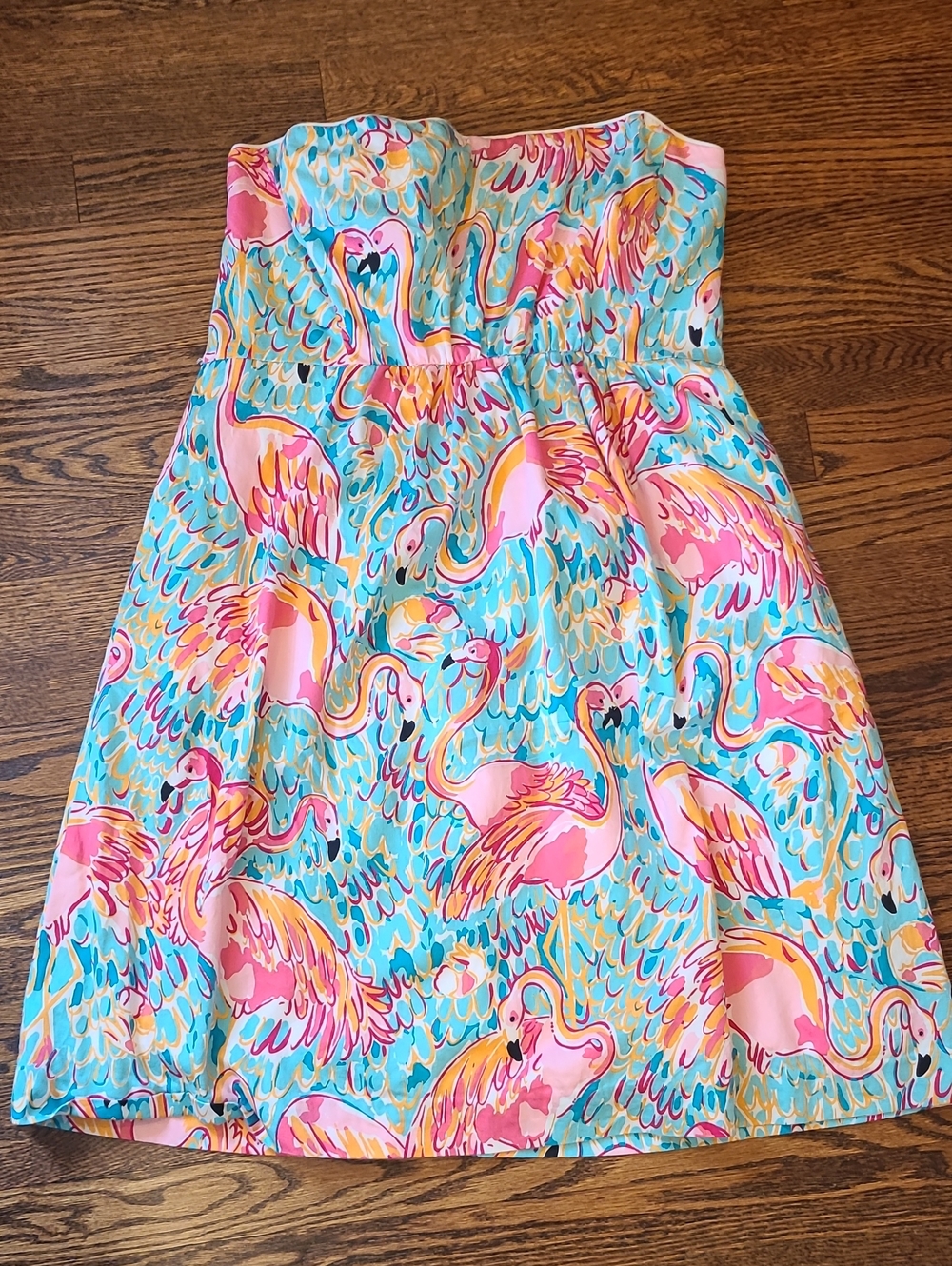 Lilly Pulitzer Strapless Dress Flamingo PEEL N EAT 14